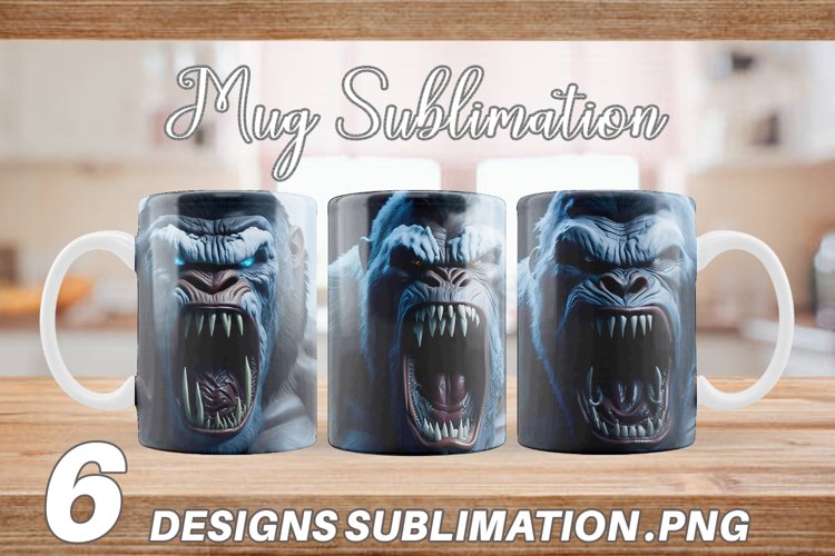 Illustration Angry King Kong| Mug sublimation design example image 1