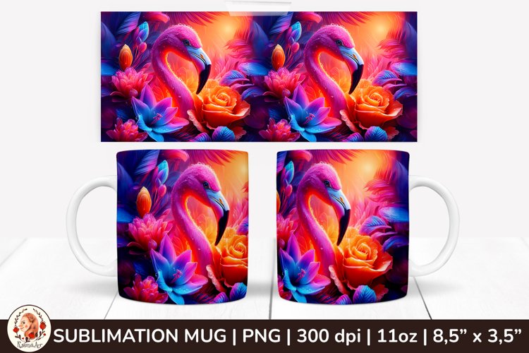 Flamingo Mug, 11oz mug wrap, Tropical Beach mug