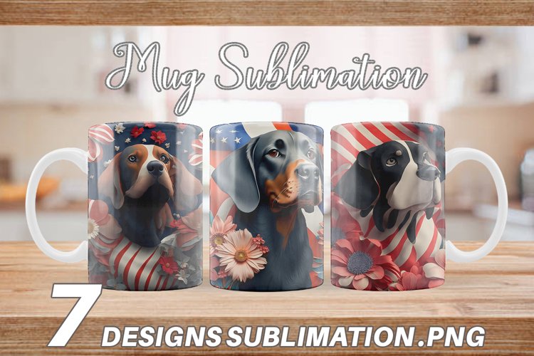 4th Of July | 3D Dog American Patriotic Mug Wrap