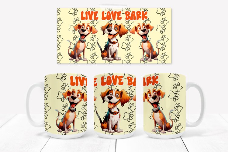 Funny cute dog sublimation wrap | Mug animal design wrap example image 1