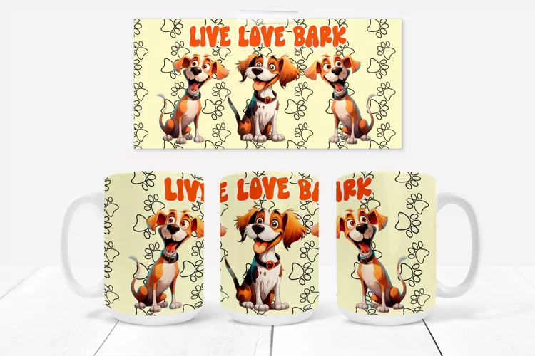 Funny cute dog sublimation wrap | Mug animal design wrap