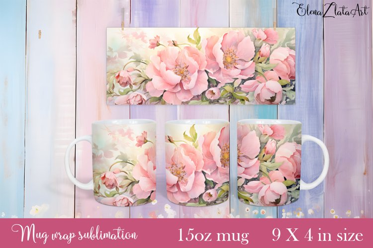 Flowers Mug Sublimation, Floral Design Mug example image 1