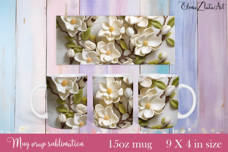Flowers Mug Sublimation, Floral Design Mug example image 1