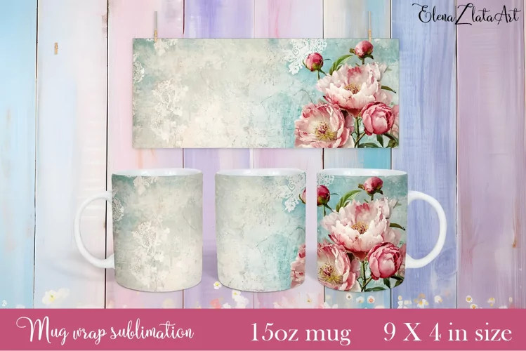 Flowers Mug Sublimation, Floral Design Mug