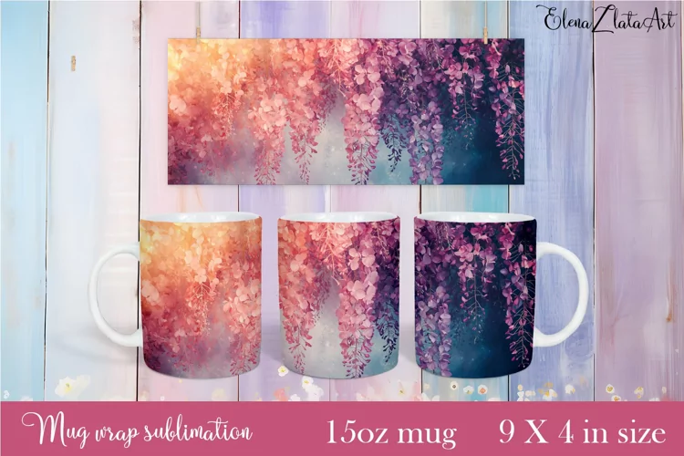 Flowers Mug Sublimation, Floral Design Mug