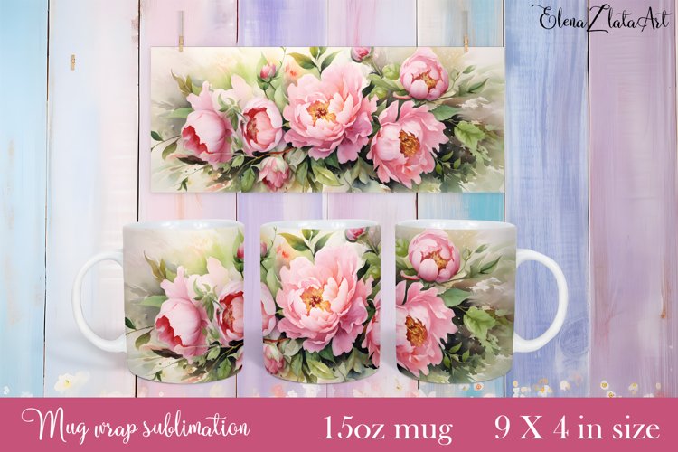 Flowers Mug Sublimation, Floral Design Mug example image 1