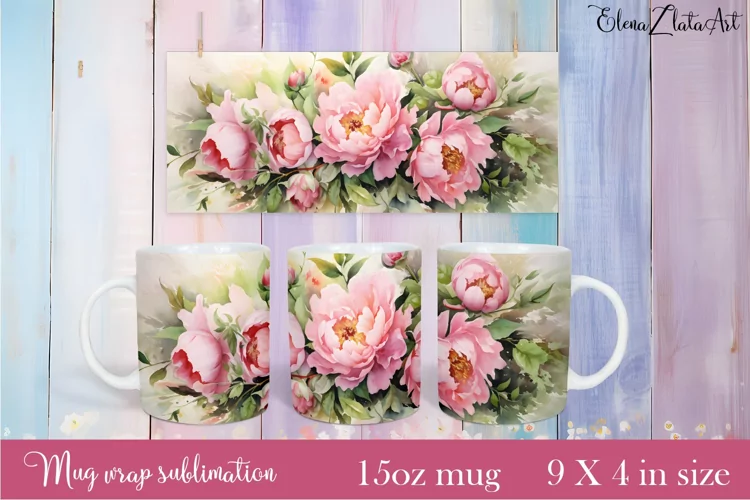 Flowers Mug Sublimation, Floral Design Mug