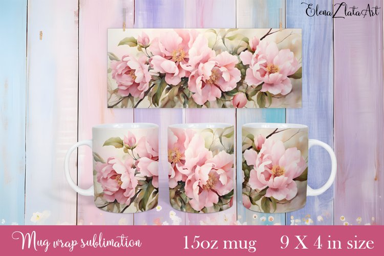 Flowers Mug Sublimation, Floral Design Mug example image 1