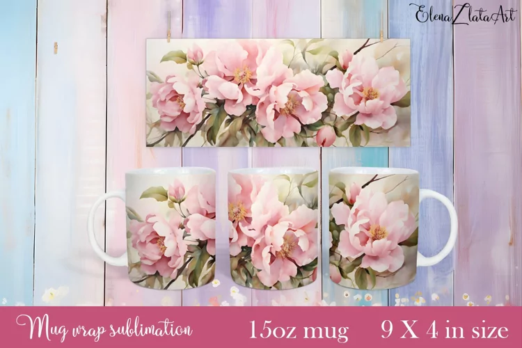 Flowers Mug Sublimation, Floral Design Mug