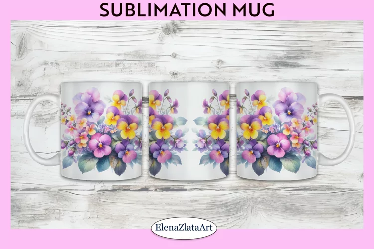 Watercolor flowers Mug Sublimation, Floral Design Mug