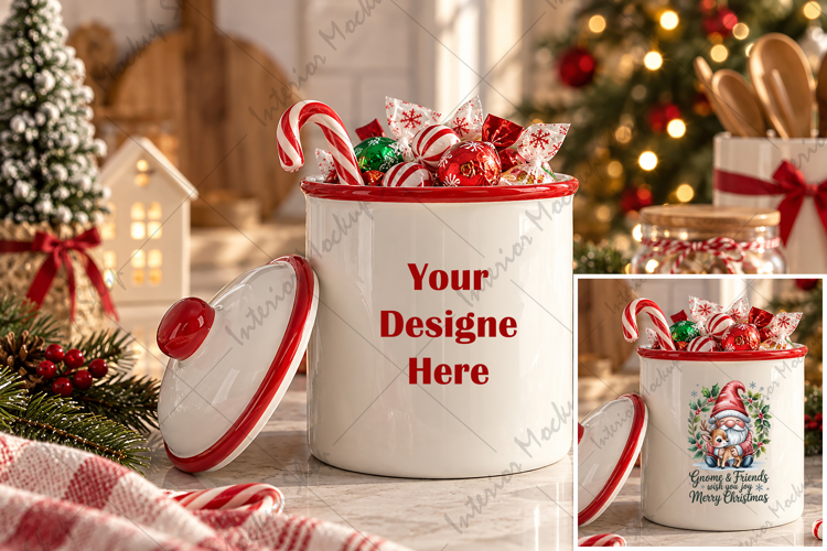 Christmas Mockup Enamel Canister with Candy