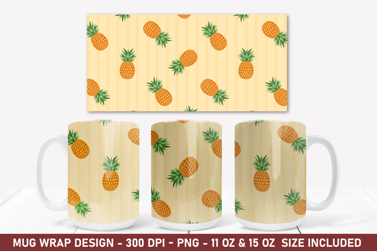 Pineapple Stripe Mug Wrap | 15 Oz Mug Wrap | Coffee Mug