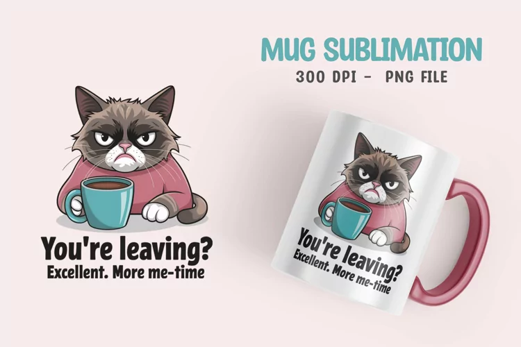 CAT SARCASTIC QUOTE SUBLIMATION mug design