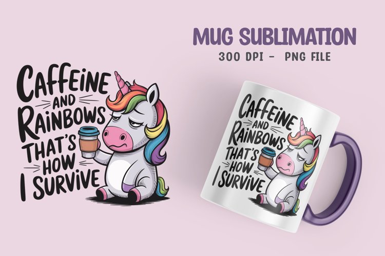 UNICORN SARCASTIC QUOTE SUBLIMATION mug design example image 1
