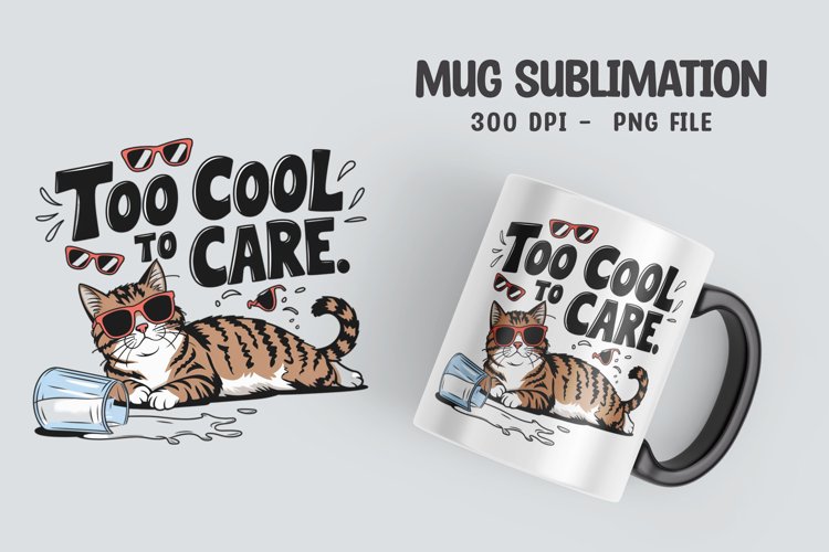 CAT SARCASTIC QUOTE Mug Sublimation Design example image 1