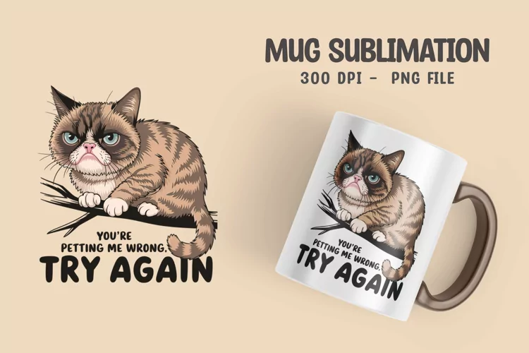 CAT SARCASTIC QUOTE SUBLIMATION mug design