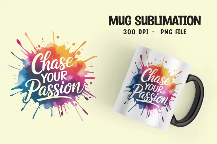Inspirational quote colorful splash mug sublimation
