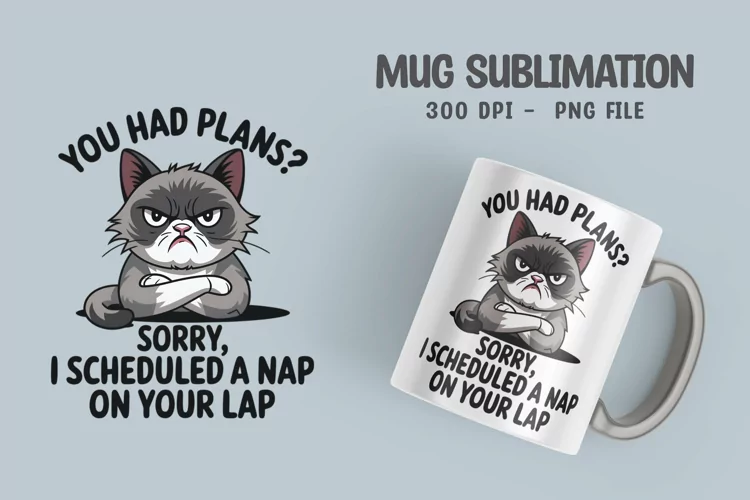 CAT SARCASTIC QUOTE SUBLIMATION mug design
