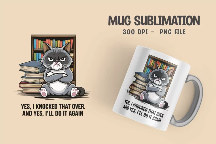 CAT SARCASTIC QUOTE SUBLIMATION mug design