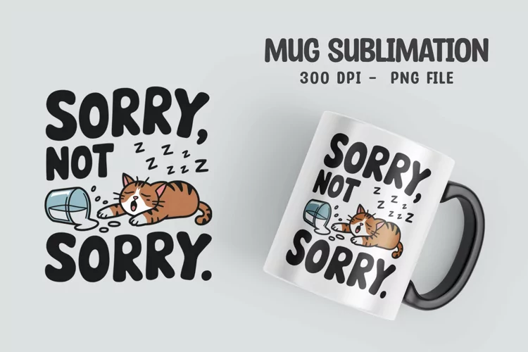 CAT SARCASTIC QUOTE Mug Sublimation Design