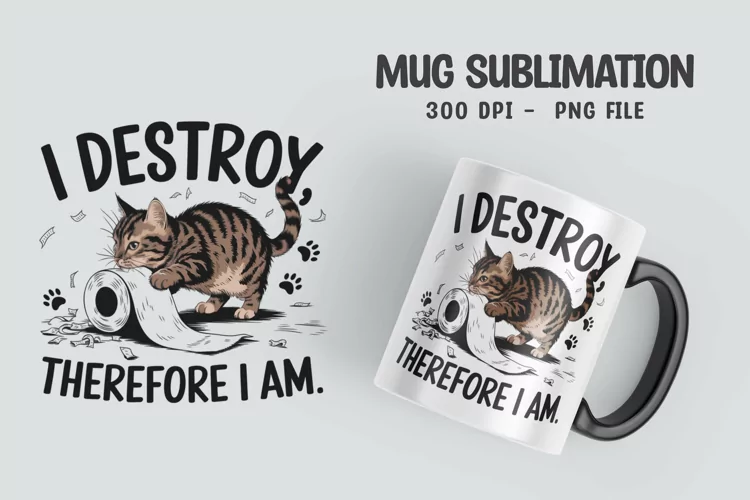 CAT SARCASTIC QUOTE Mug Sublimation Design