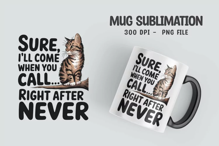 CAT SARCASTIC QUOTE Mug Sublimation Design