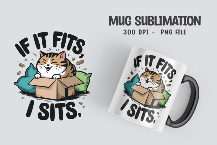 CAT SARCASTIC QUOTE Mug Sublimation Design example image 1
