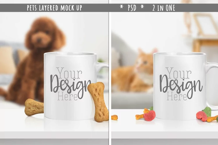2 in ONE Pet's Mug Classic Mock up. Scene Creator