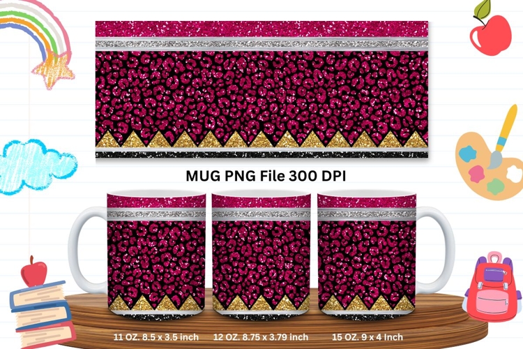 11oz & 15oz Mug Leopard Design Teacher Life School Pencil