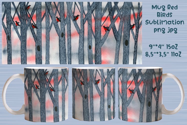 Mug Red Birds Sublimation