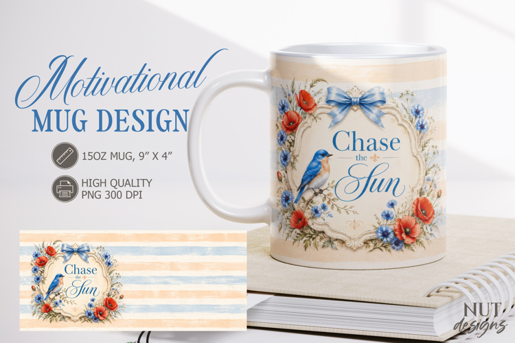 Poppies Floral mug wrap Elegant Motivational Mug
