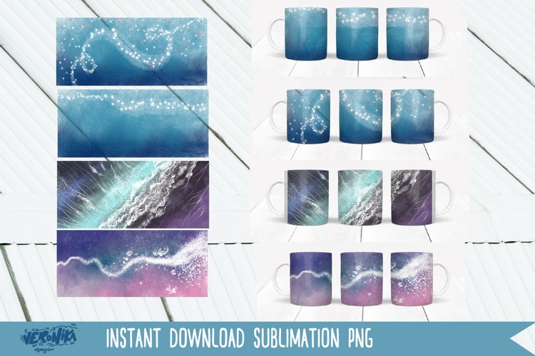 Blue mug. Ocean. Mug sublimation bundle
