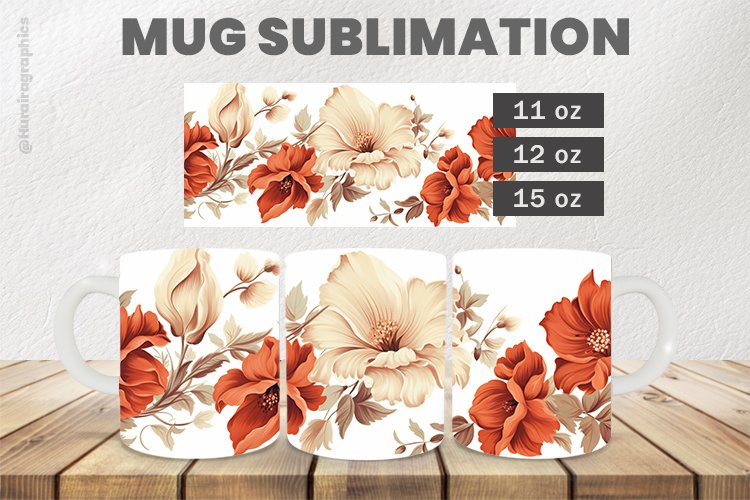 Beautiful Flower Mug Wrap Sublimation |11oz, 12oz & 15oz