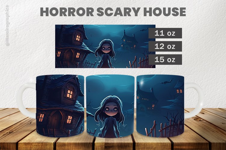 Horror Scary House Mug Wrap Sublimation |11oz, 12oz & 15oz