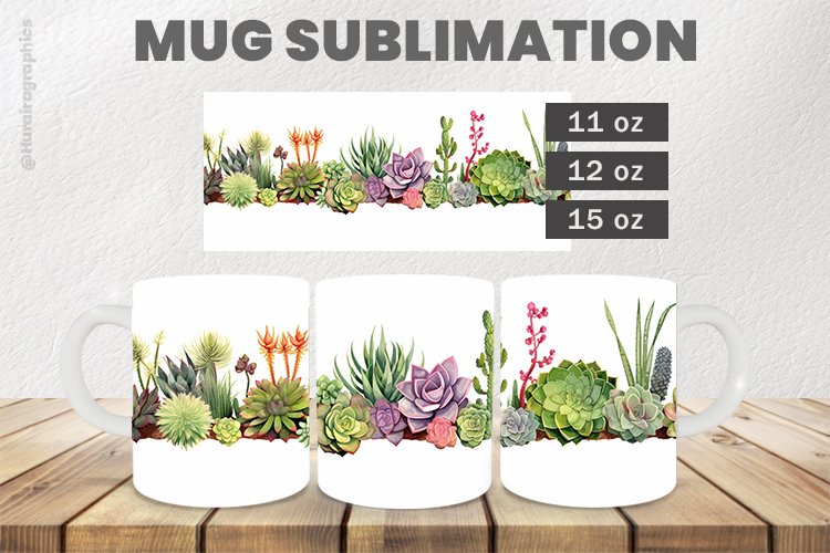 Succulent Mug Wrap Sublimation |11oz, 12oz & 15oz