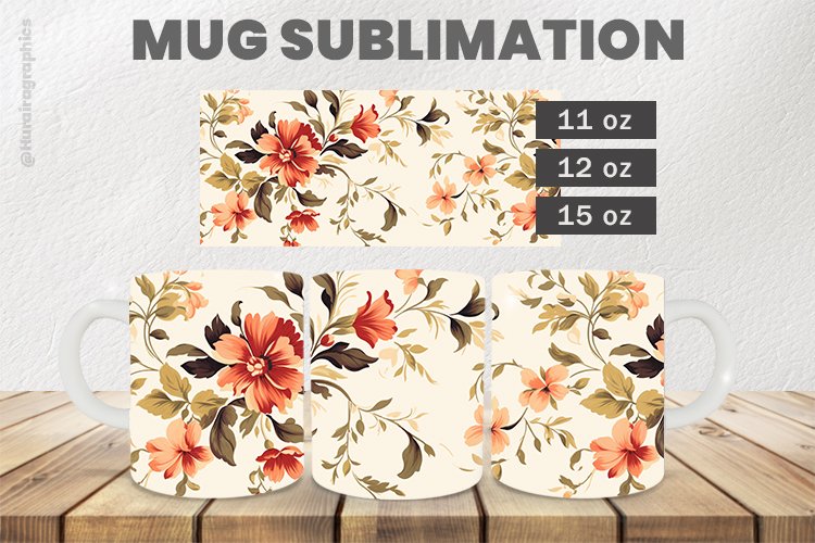 Beautiful Flower Mug Wrap Sublimation |11oz, 12oz & 15oz