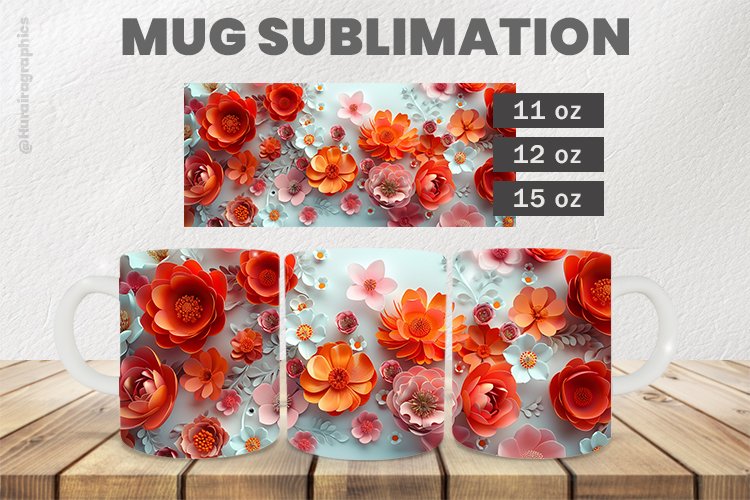Colorful Flowers Mug Wrap Sublimation |11oz, 12oz & 15oz