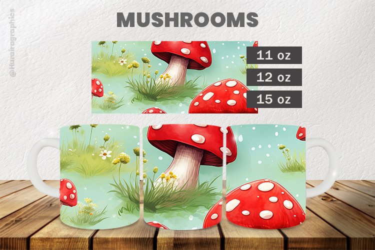 Mushrooms Mug Wrap Sublimation |11oz, 12oz & 15oz