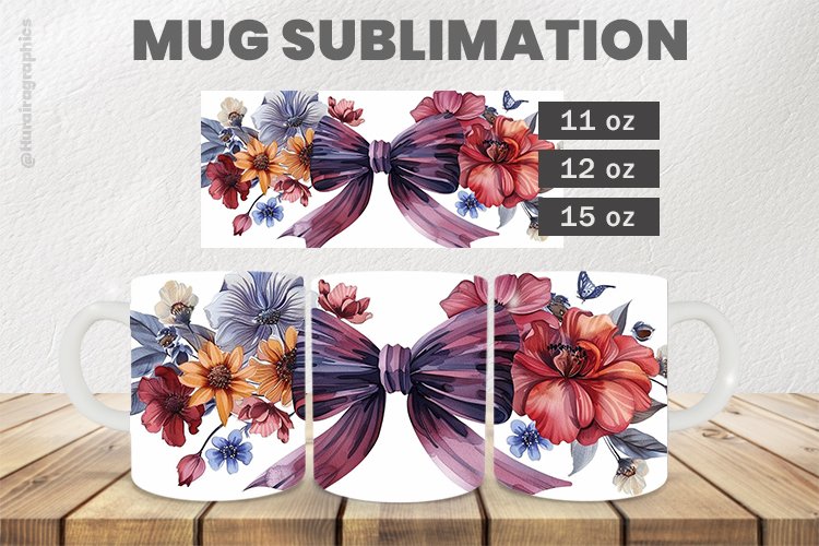Colorful Bows Mug Wrap Sublimation |11oz, 12oz & 15oz