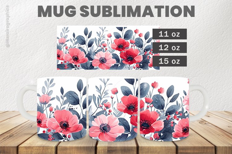 Beautiful Flower Mug Wrap Sublimation |11oz, 12oz & 15oz