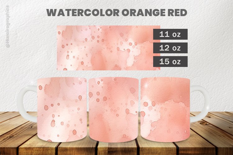 Orange Red Mug Wrap Sublimation |11oz, 12oz & 15oz