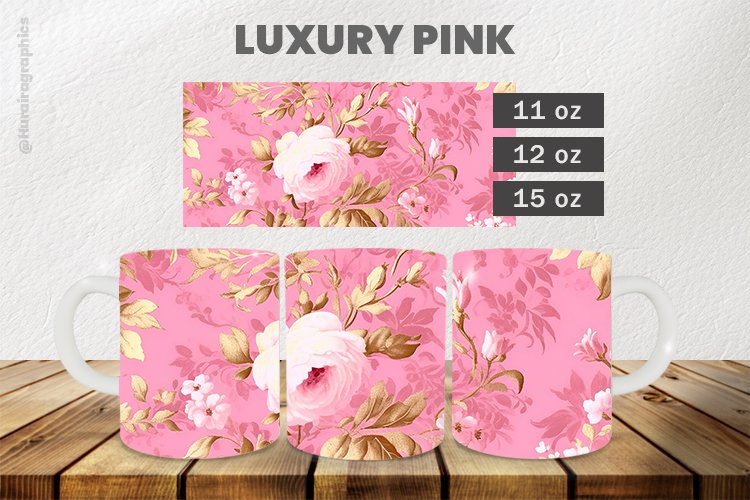 Luxury Pink Mug Wrap Sublimation |11oz, 12oz & 15oz