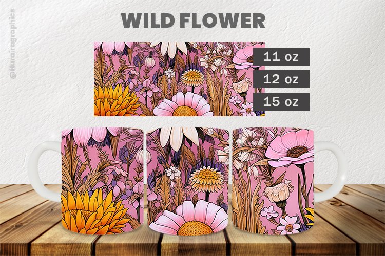 Wild Flower Mug Wrap Sublimation |11oz, 12oz & 15oz