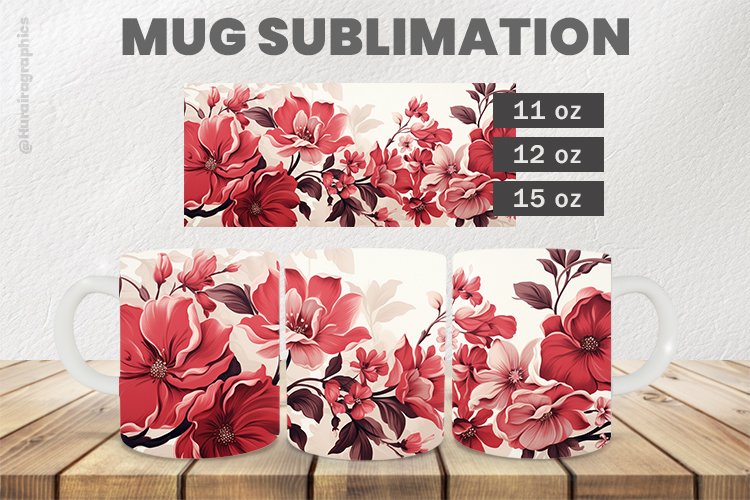 Beautiful Flower Mug Wrap Sublimation |11oz, 12oz & 15oz example image 1