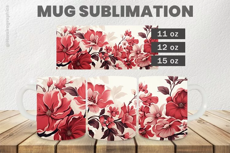 Beautiful Flower Mug Wrap Sublimation |11oz, 12oz & 15oz