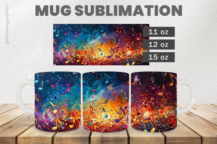 Music Mug Wrap Sublimation |11oz, 12oz & 15oz