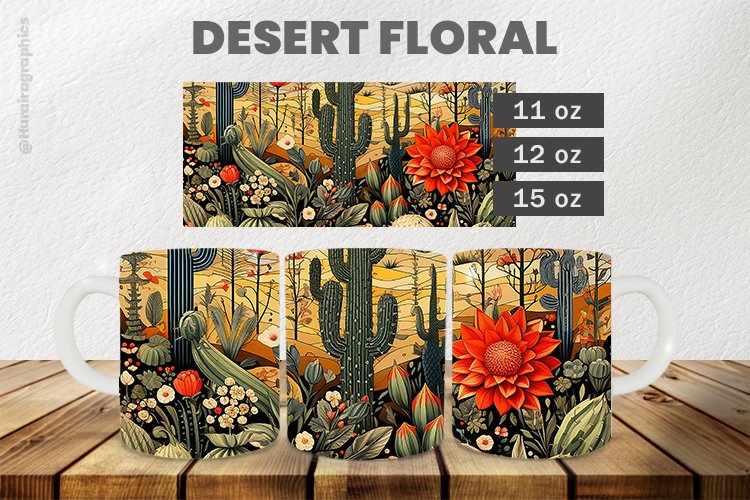 Desert Floral Mug Wrap Sublimation |11oz, 12oz & 15oz