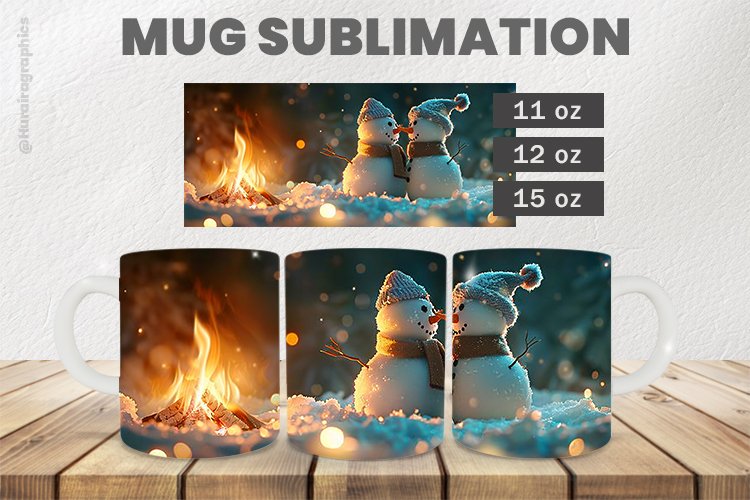 Snowman Mug Wrap Sublimation |11oz, 12oz & 15oz