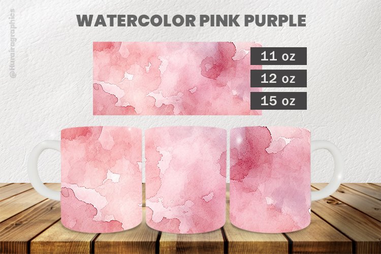 Watercolor Pink Mug Wrap Sublimation |11oz, 12oz & 15oz