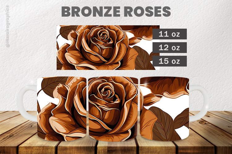Bronze Roses Mug Wrap Sublimation |11oz, 12oz & 15oz